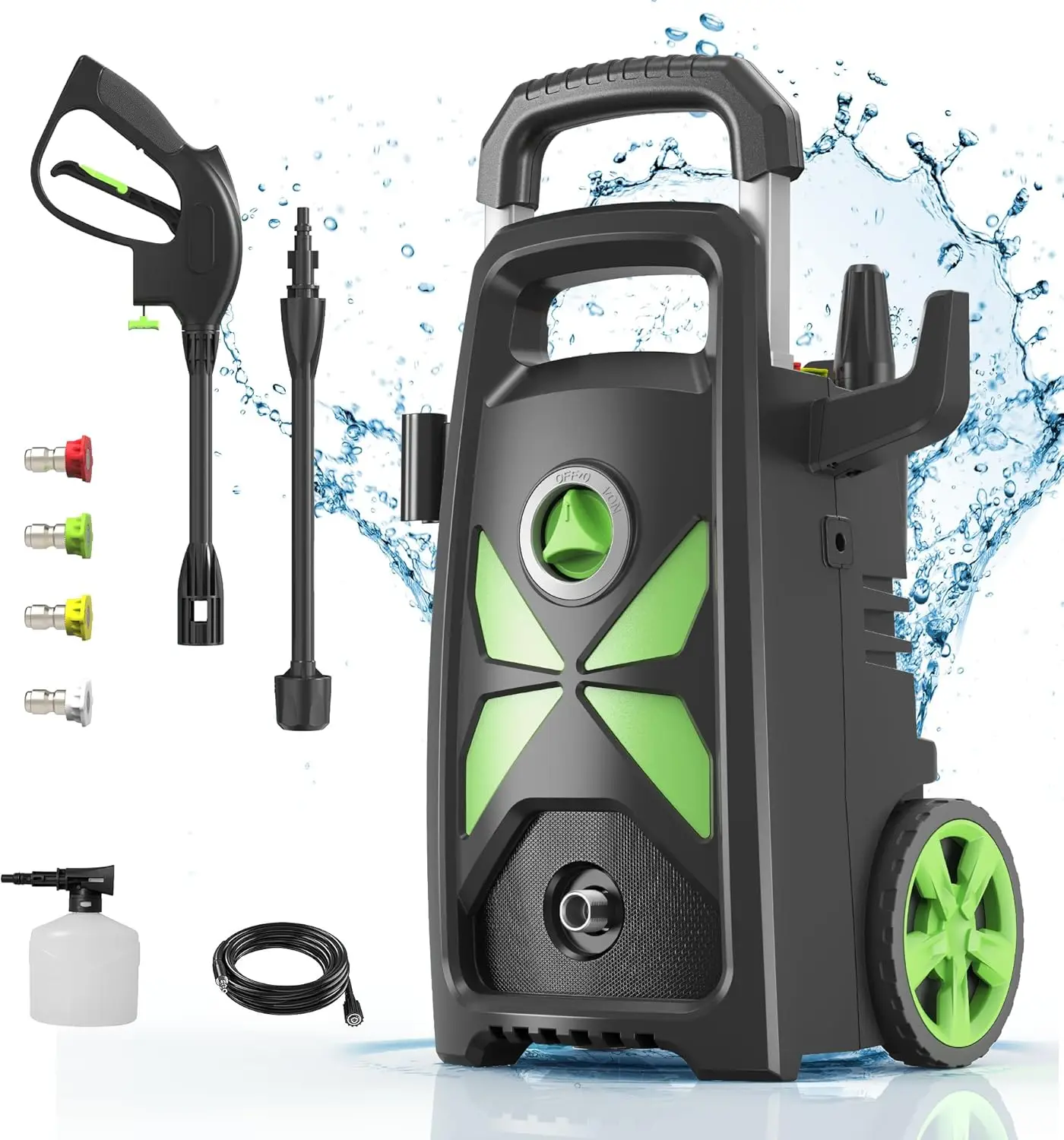 

Electric Pressure Washer, 3800 Max PSI, 2.6 GPM Power Washer Machine with Hose Reel,4 Quick Connect Nozzles, Foam Can