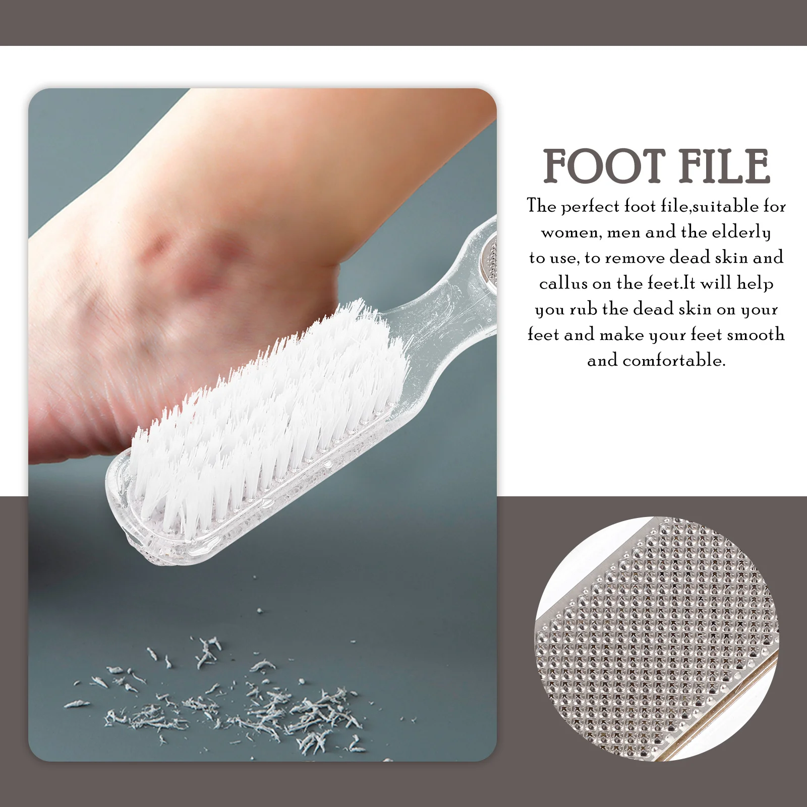 3 قطعة ملف القدم وفرشاة الغسيل مجموعة كفاءة أداة تقشير القدم للمنزل باديكير إزالة الجلد الميت باديكير ملف أداة