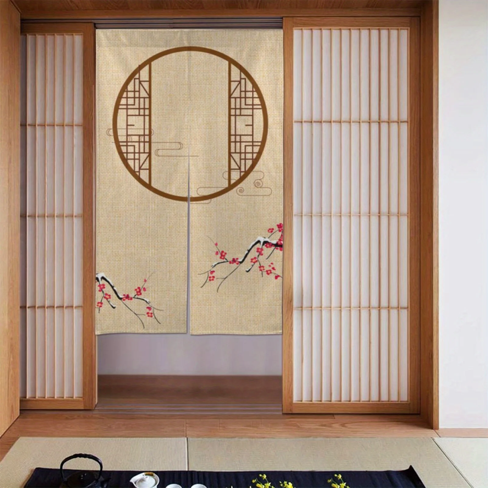 japanese chinese style door curtain elegant room divider hallway use machine washable for all seasons home decor Quick Setup