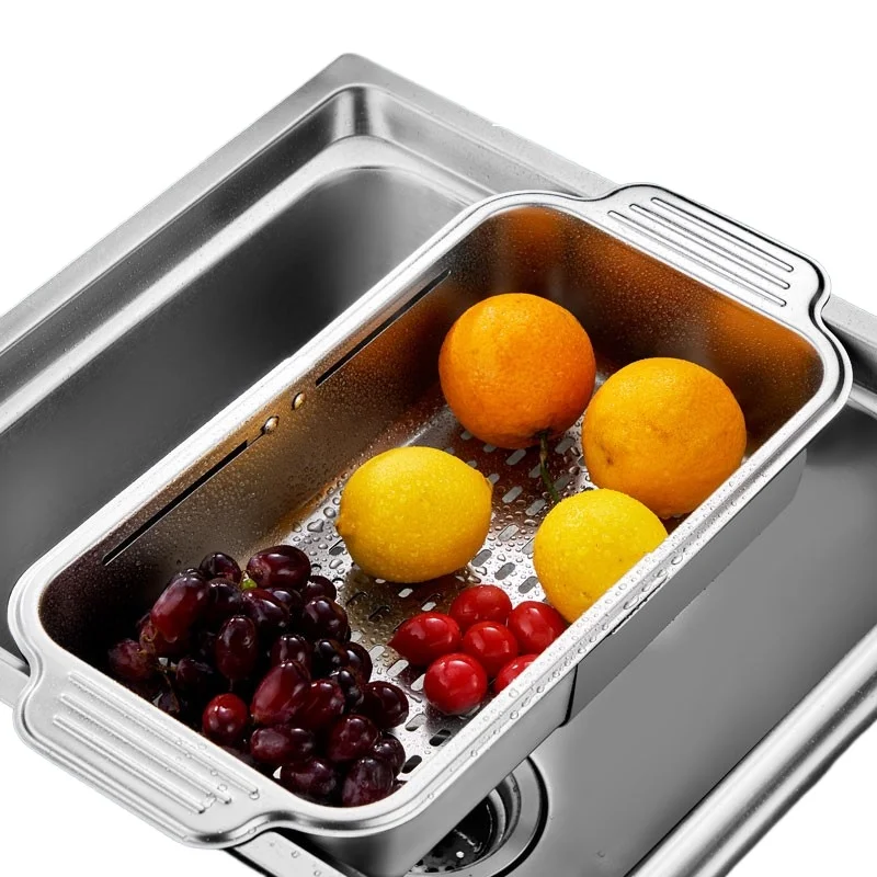 

LH sink drain basket 304 stainless steel rectangular vegetable basin kitchen storage artifact