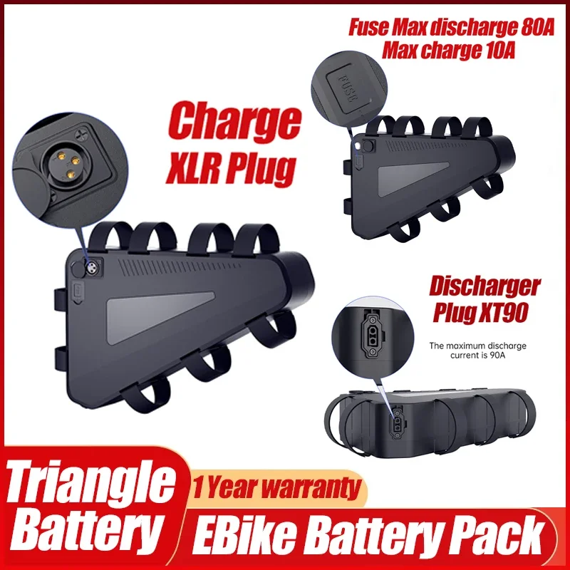 52V 48V 36V 60v 72v Triangle 18650 Cell 20AH 24ah 30AH 35ah 40AH Huge Capacity 3000W 50Ah60ah Ebike Lithium Battery with Charger