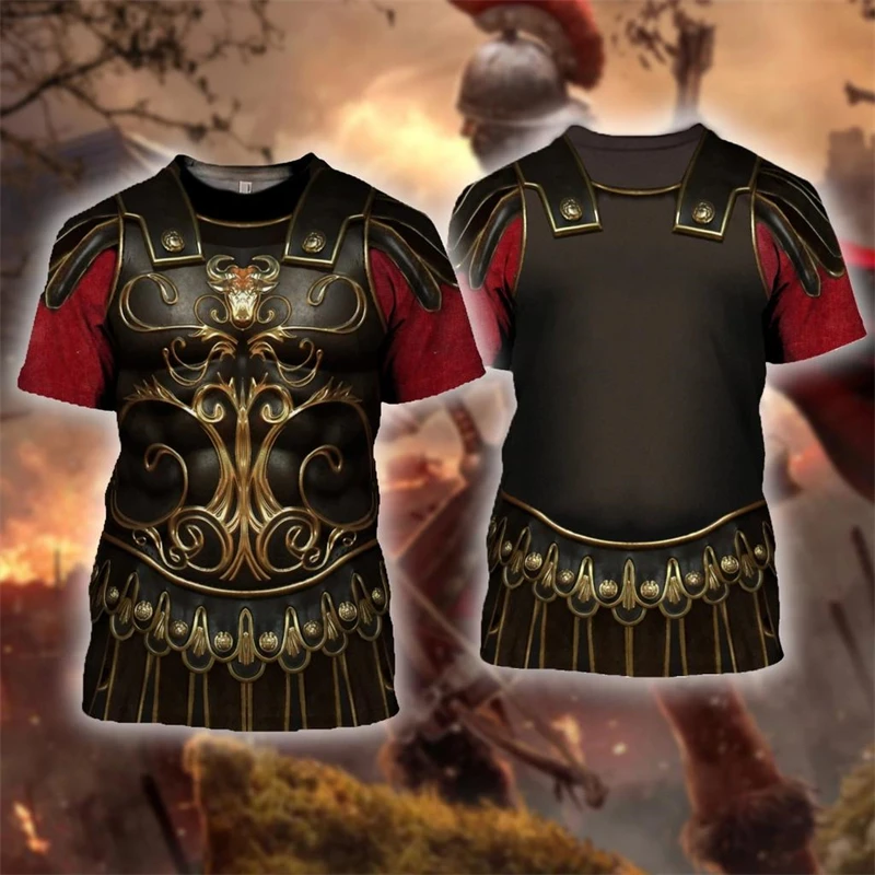 

new Knight Armor 3D Print T-Shirt Knights Templar Harajuku Short Sleeve Casual Unisex Summer men's Shirt tees tops high quality