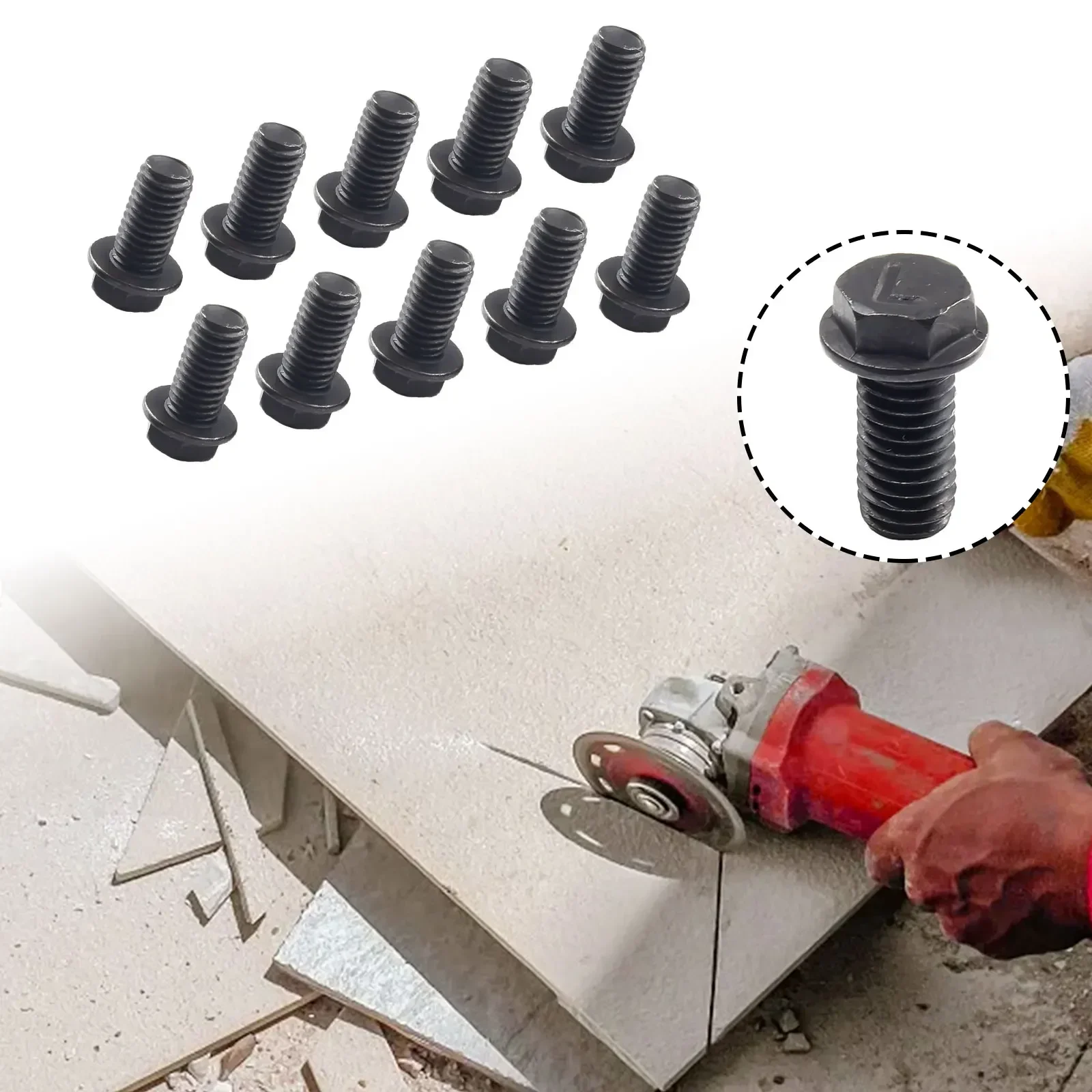 10pc Saw Blade Screw M8/7/6 Left Hand Thread Hex Flange For Cutting Machine Home Power Tool Replacement Sapre Parts