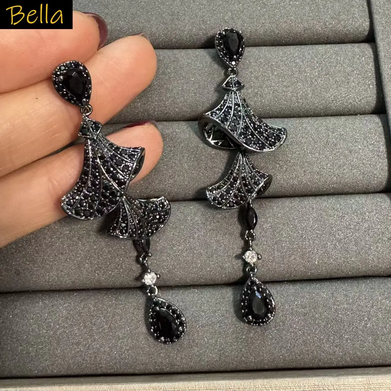 

fashion cubic zirconia dangle earrings for women unique jewelry blue black white zircon dinner party gala event earrings