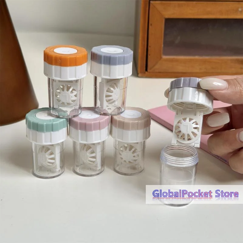 [TG823]Portable Contact Lens Soaking Cases Leak Proof Lids Removable Filter Baskets For Home Work Travel Daily Use