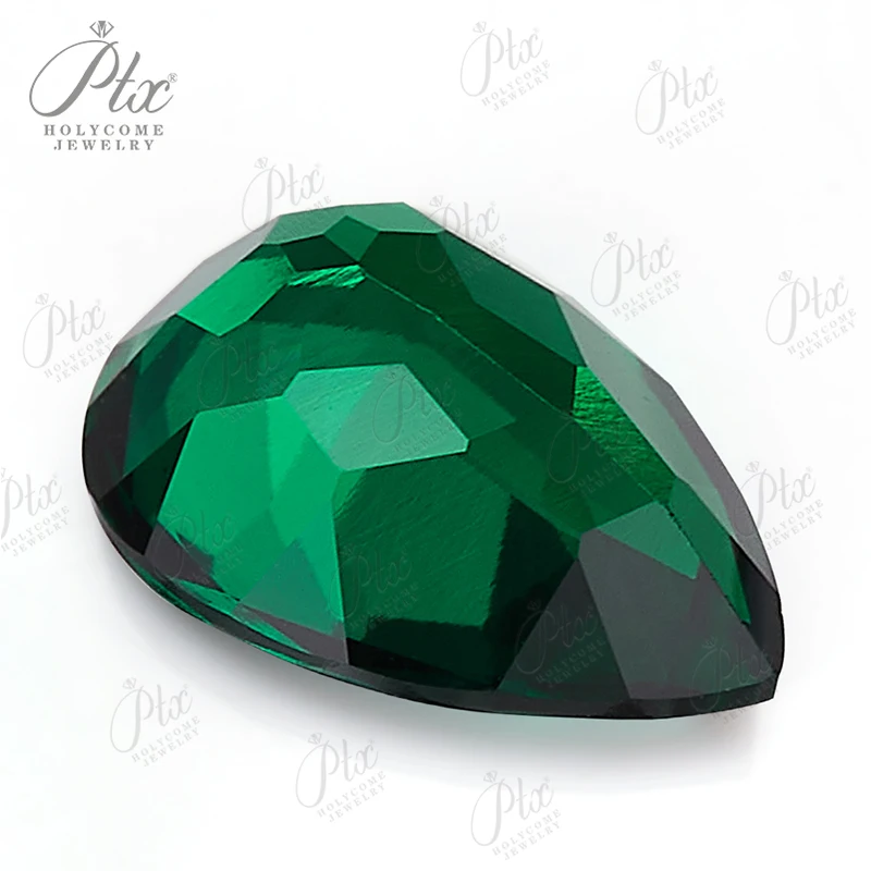 Lab Grown Zambian Emerald Brilliant Pear Cut Green Color With Cracks Inclusions Inside Women DIY Making Jewelry Rings Necklace