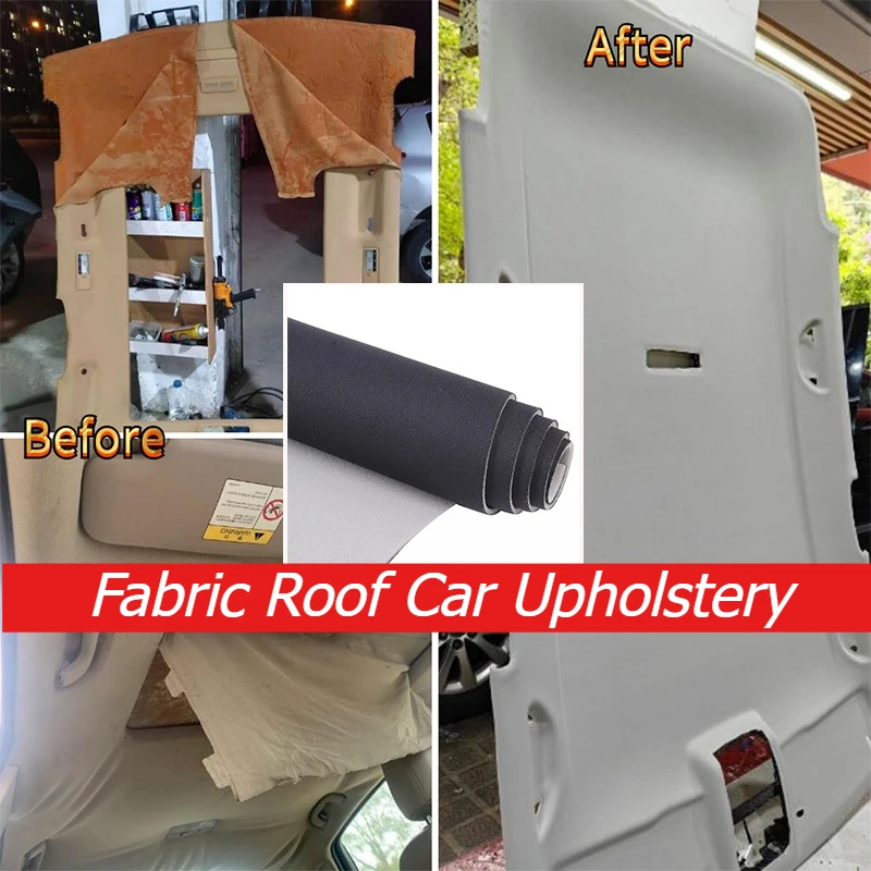 

250/300x150cm Car Interior Roof Headliner Fabric Foam Backing Material Cars RV Mesh Cloth Upholstery Fabrics Replacement Repair