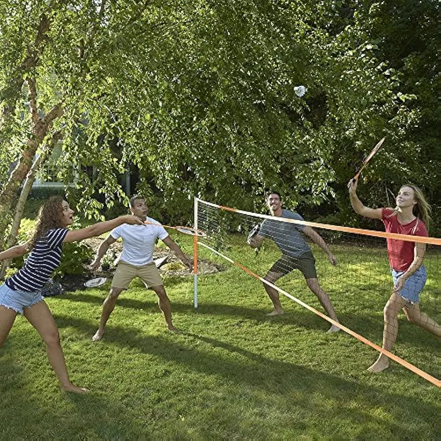 Complete Badminton Set with Net, 4 Rackets & Shuttlecocks for Outdoor Fun