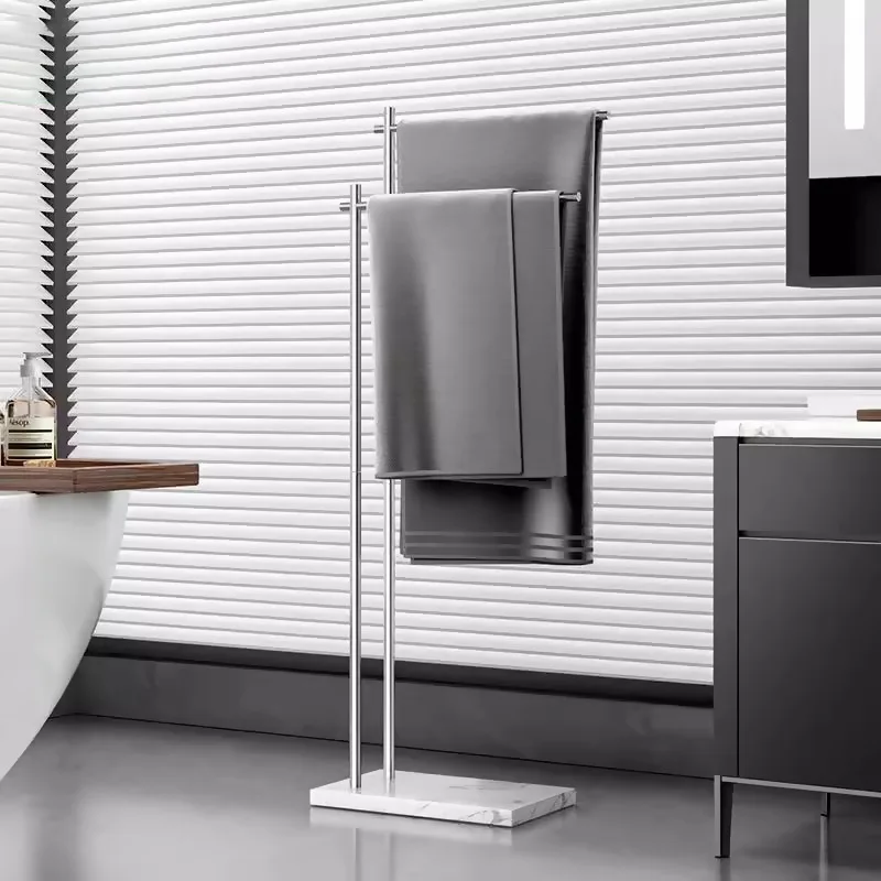 

Bathroom light luxury marble floor towel rack toilet bathtub hanger vertical bath towel rack free of punching