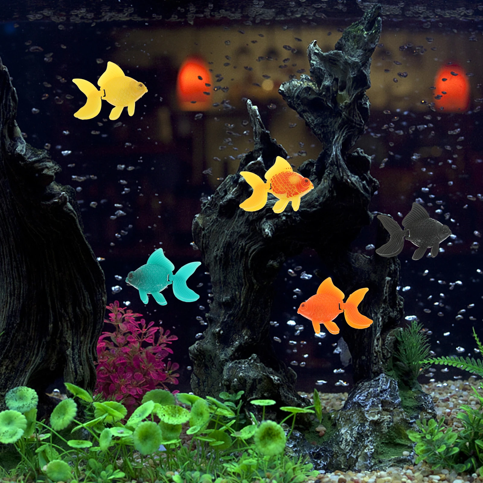 

5Pcs Realistic Plastic Fish Tank Ornament Durable And Healthy Artificial Fish With Moveable Tail For Aquarium