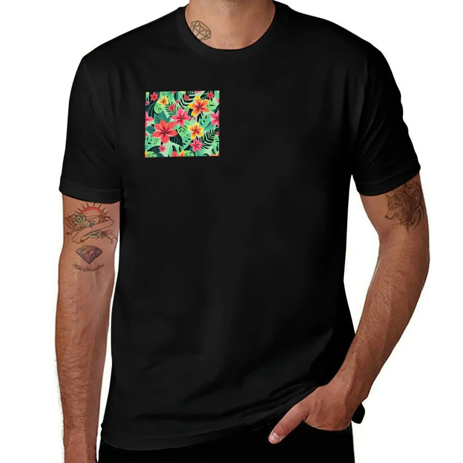 

Tropical Flowers T-Shirt customs cheap stuff cute tops sports fans mens tall t shirts