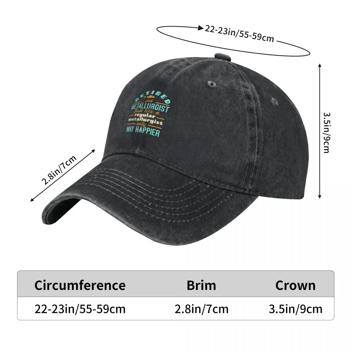 Retired Metallurgist Just Like a Regular Metallurgist Only Way Happier Baseball Cap Sun Cap hiking hat Rugby Boy Women's