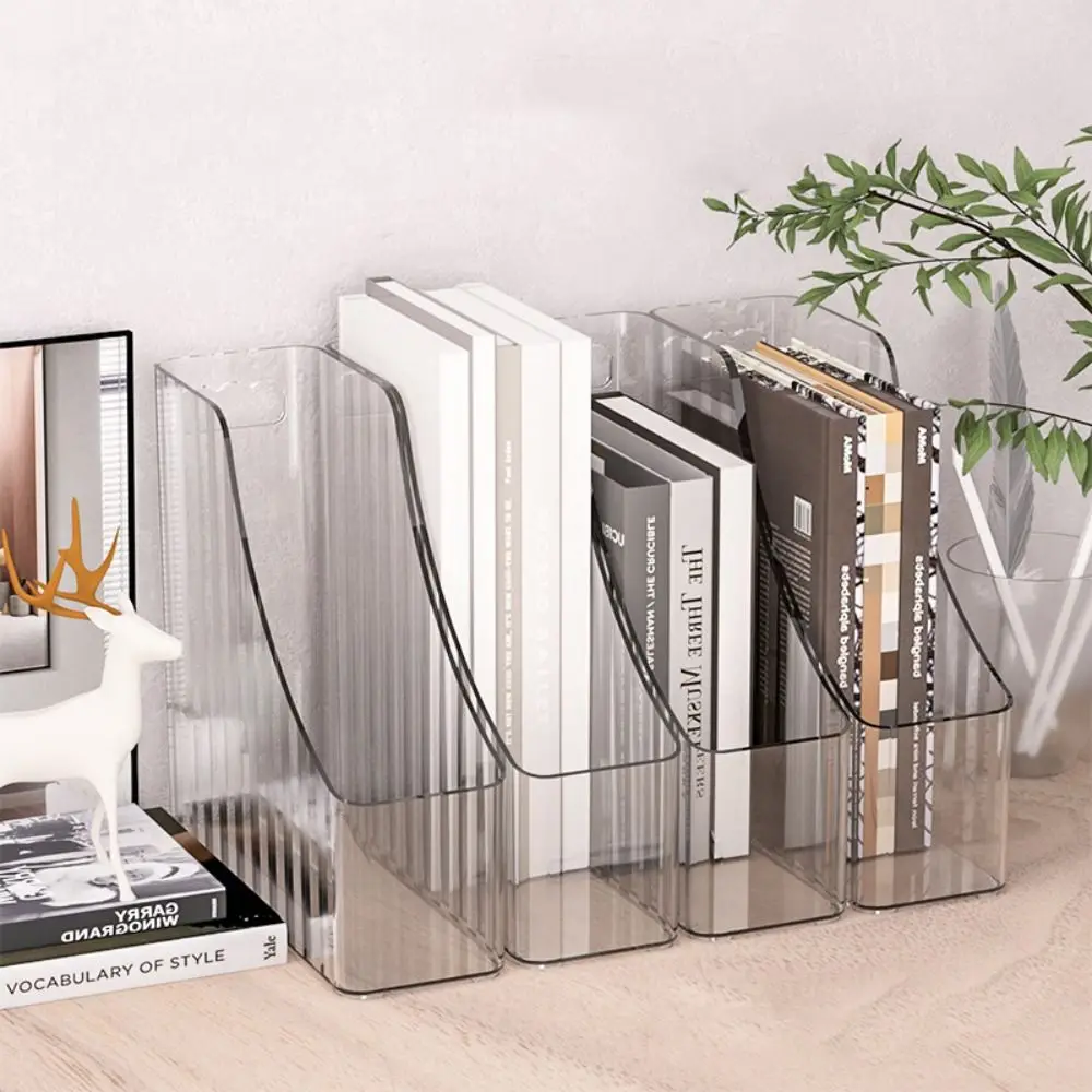 New Transparent Vertical Magazine Rack PET Single Slot A4 Storage Filing Box Minimalist Paper File Organizer Desktop Supplies