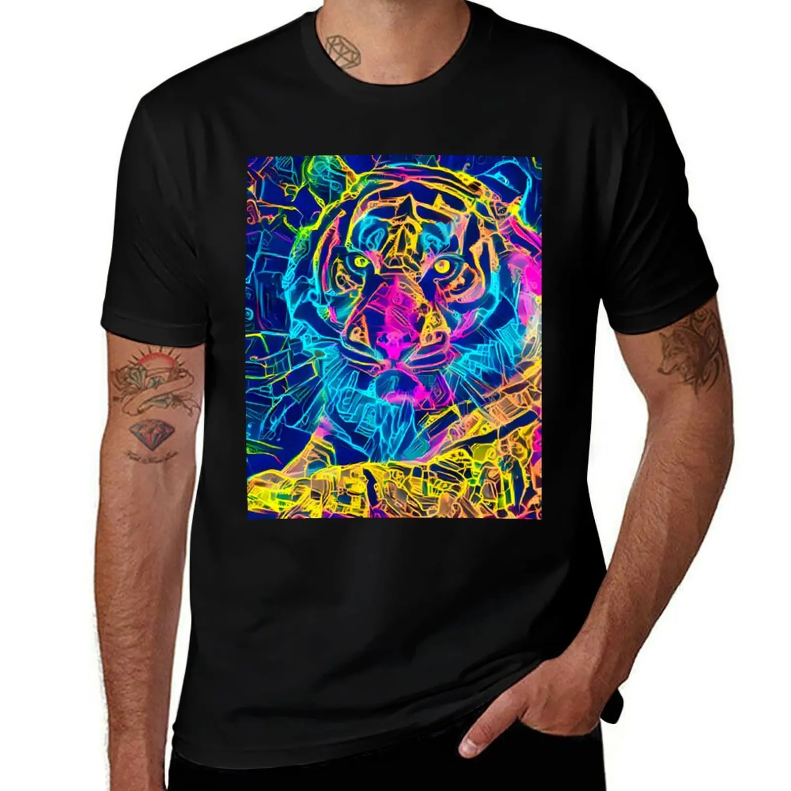 

Neon Tiger T-Shirt basketball graphic tees korean fashion anime stuff cotton t shirt men