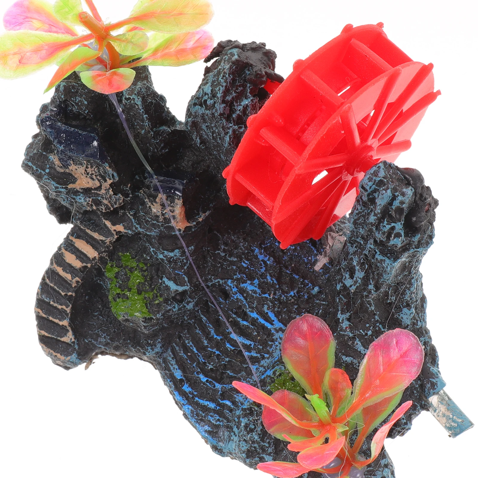 

Simulated Rockery Windmill Resin Mountain Ornament Fish Tank Decorations Aquarium Decor Landscape Design Rotating Water Wheel
