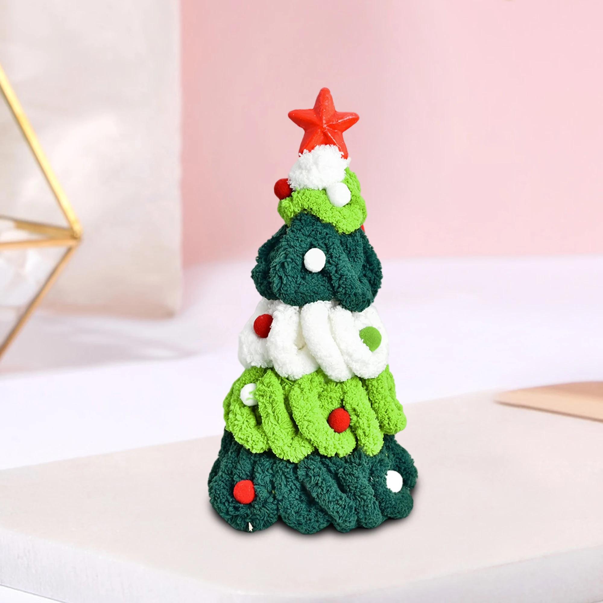 

Праздничная мини-рождественская елка ручной работы с массивной шерстяной пряжей для украшения стола на праздничных вечерах и торжеств