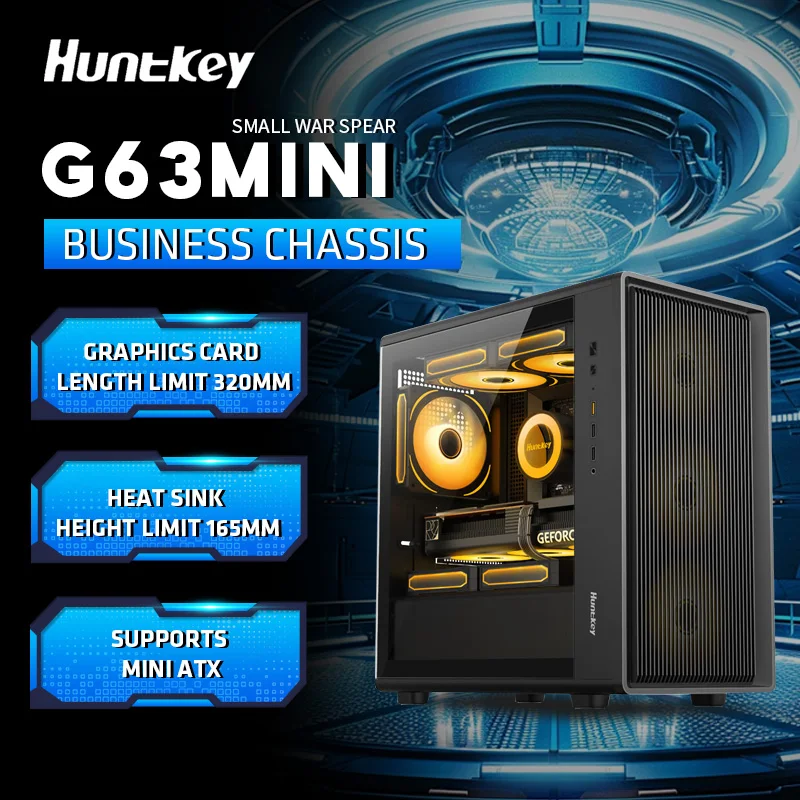 

Huntkey G63 Case Sea View Room Gaming Computer Desktop M-ATX ITX Motherboard Double-Sided Tempered Glass PC Gamer Cabinet