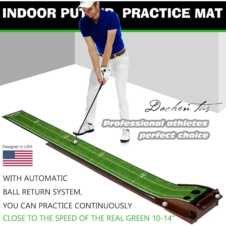 Indoor and Outdoor Golf Putting Mat with Automatic Ball Return System Perfect for Home Office Backyard Patio and Indoor Practic