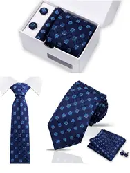 Tie Set For Men Luxury Necktie 5pcs Pocket Square Cufflinks Silk Tie Floral Gift Box Business Necktie Set Gift Men Accessories