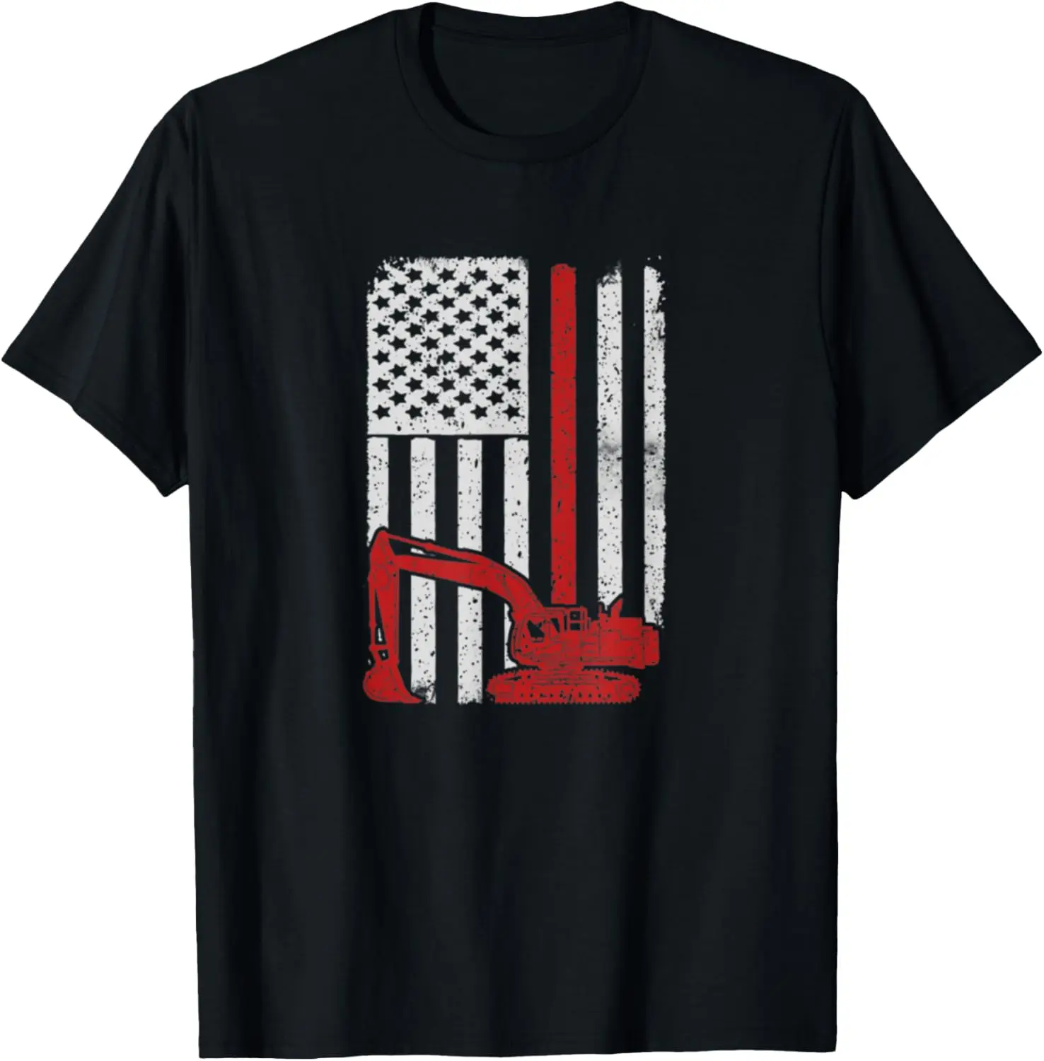

American Flag Excavator Heavy Machinery T-Shirt