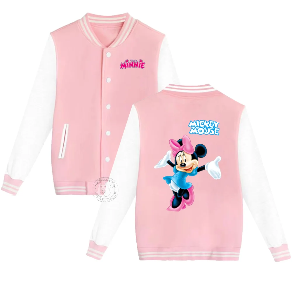 Super cute Disney Minnie cartoon printed children\'s Fall/Winter Boys and girls casual and comfortable Cardigan baseball jacket