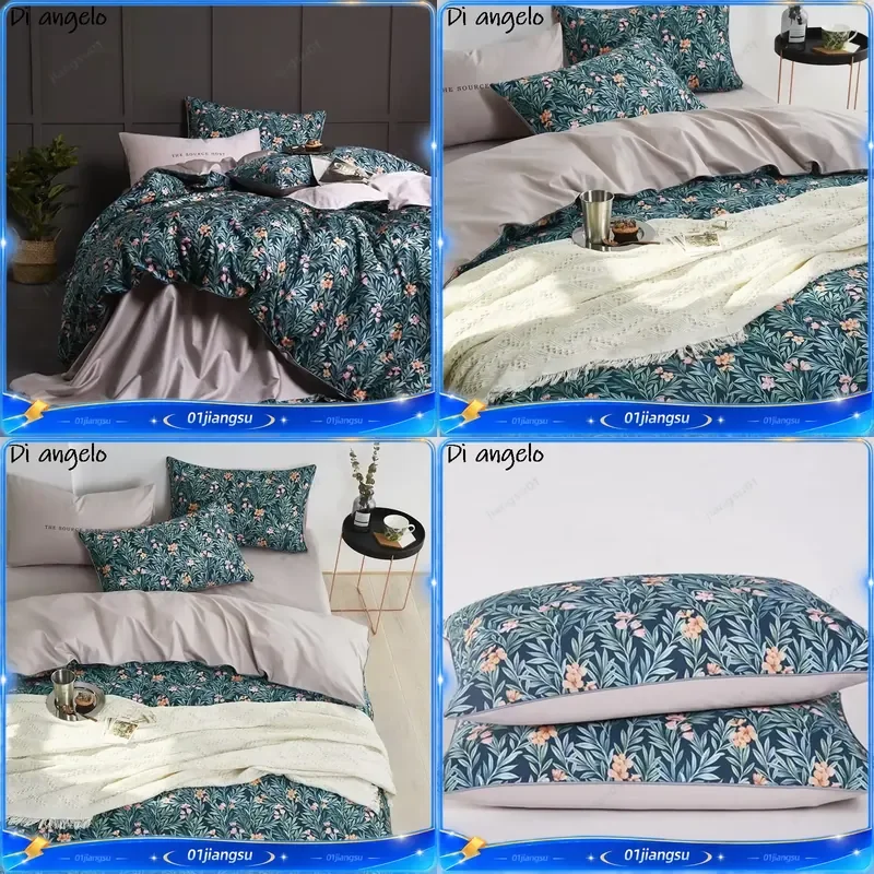 600TC Egyptian Cotton Bedding Set Double Flower Digital Print Duvet Cover Sheet Pillowcase Home Textile Bed Linen EU RU
