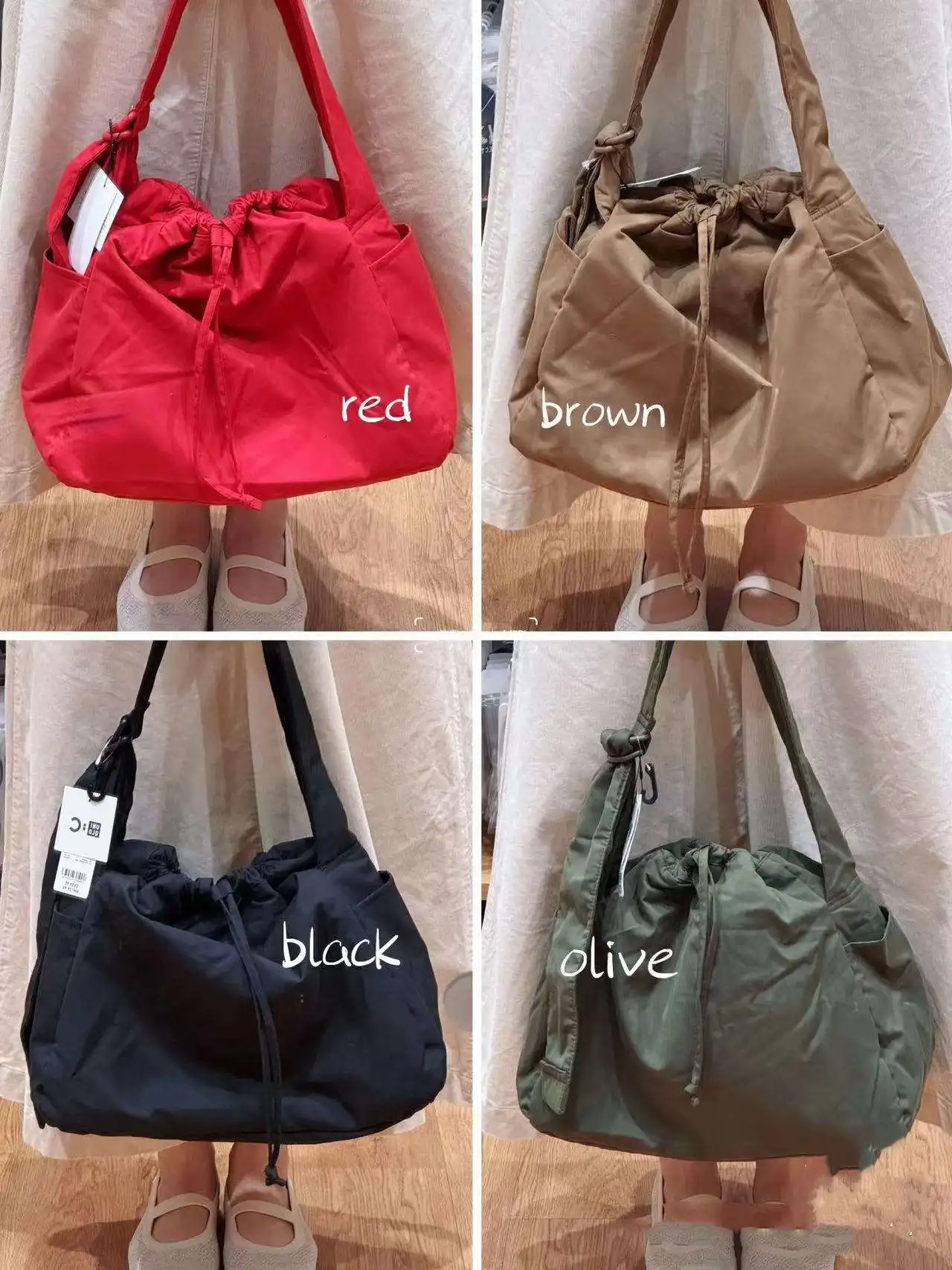 ex Sac à bandoulière décontracté de grande capacité avec cordon pour les déplacements et les cours Polyester tendance Conveniente Carry De...