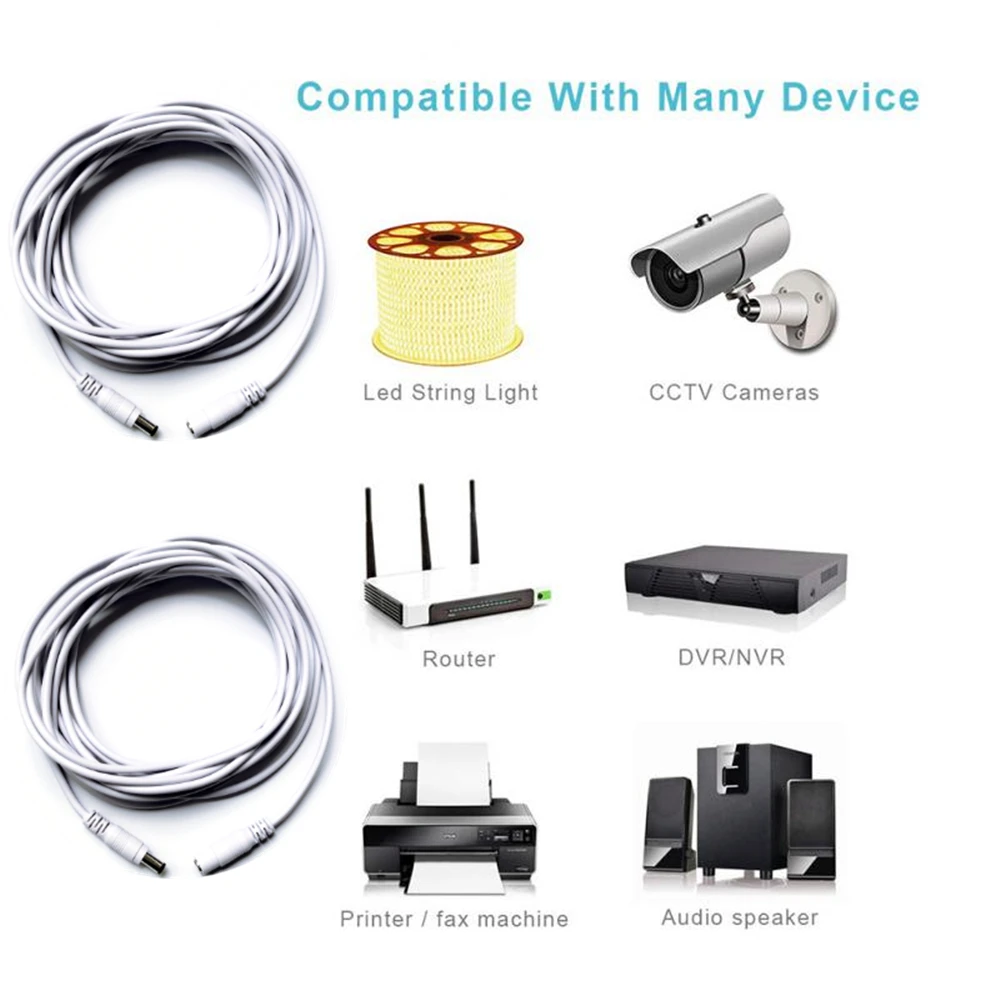 5.5*2.1MM DC 12V Power Adapter Extension Cable 3M/5M/10M/20M/30M Power Supply DC Interface For Led Stripe CCTV IP Wifi Camera