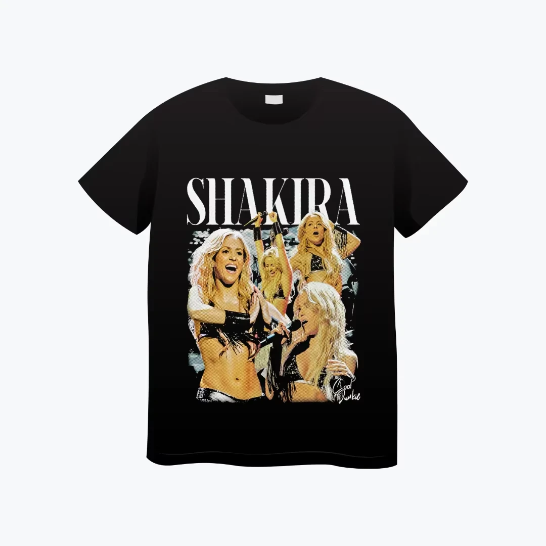 

2025 Men Women T-shirts Shakira Hiphop Y2k Tee Street T-shirts American Print Round Neck Motorcycle Loose Casual Unisex Top