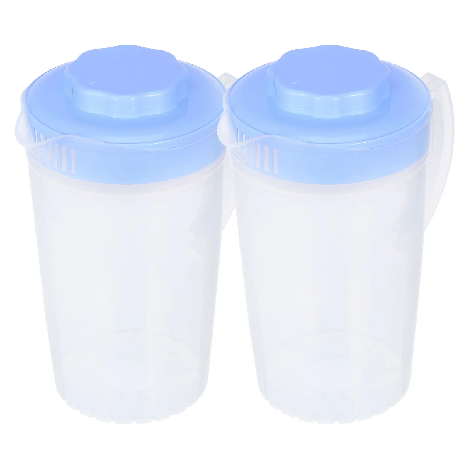 

2 Pcs Cold Water Bottle Pitcher Juice Containers Beverage Jugs Plastic Drink with Handle Lid Kettle Drinking Pitchers Lids