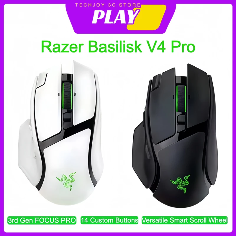 Razer Basilisk V4 Pro Wireless RGB Gaming Mouse, Optical Sensor, Programmable Buttons, Ergonomic Gaming Mice for PC Laptop