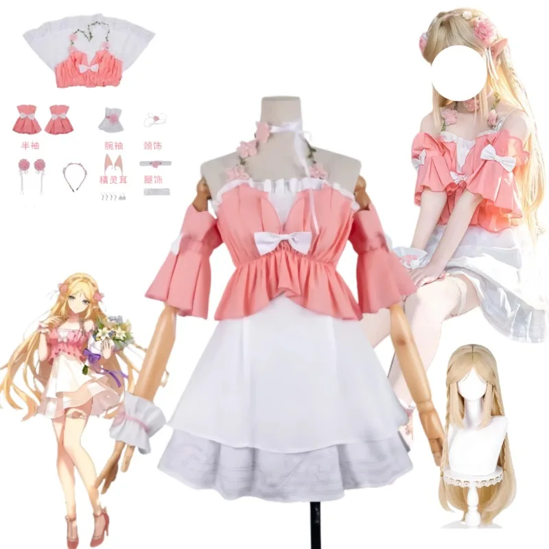 

Game Wuthering Waves Cartethyia Cosplay Costume Sweet Lolita Dress Suit Wig for Women Halloween Anime Party Roleplay Outfit