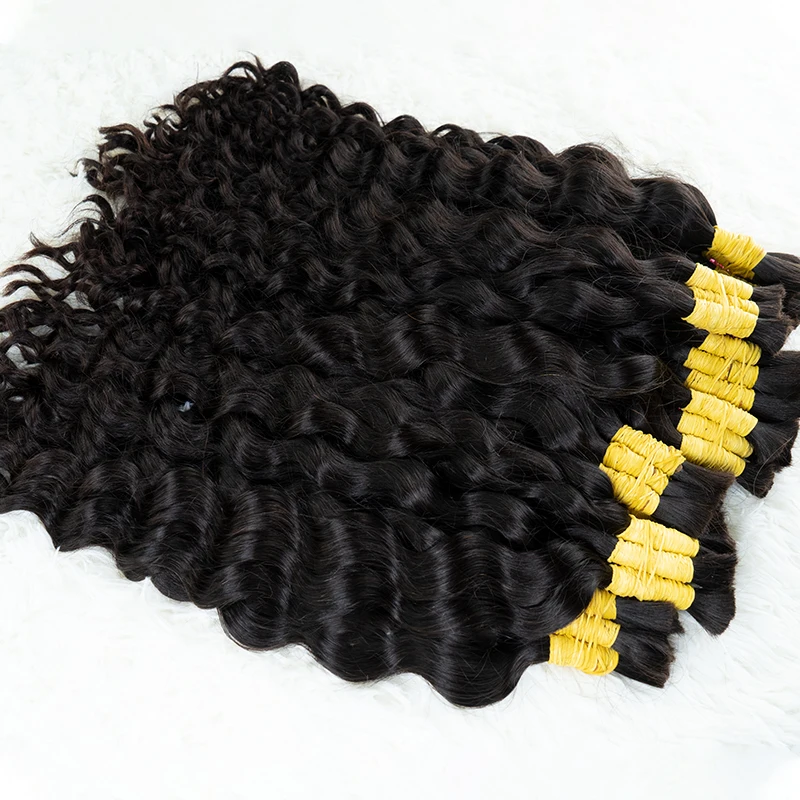 

Shinehair Curly Bulk Human Hair Extensions 18-30 Inch Braiding Hair 100% Unprocessed Deep Wave Virgin Hair for Women Water wave