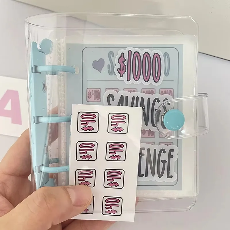 1000-Spar-Challenge-Ordner: Geldsparbuch mit PVC-Umschlägen, tragbarer Sparplaner