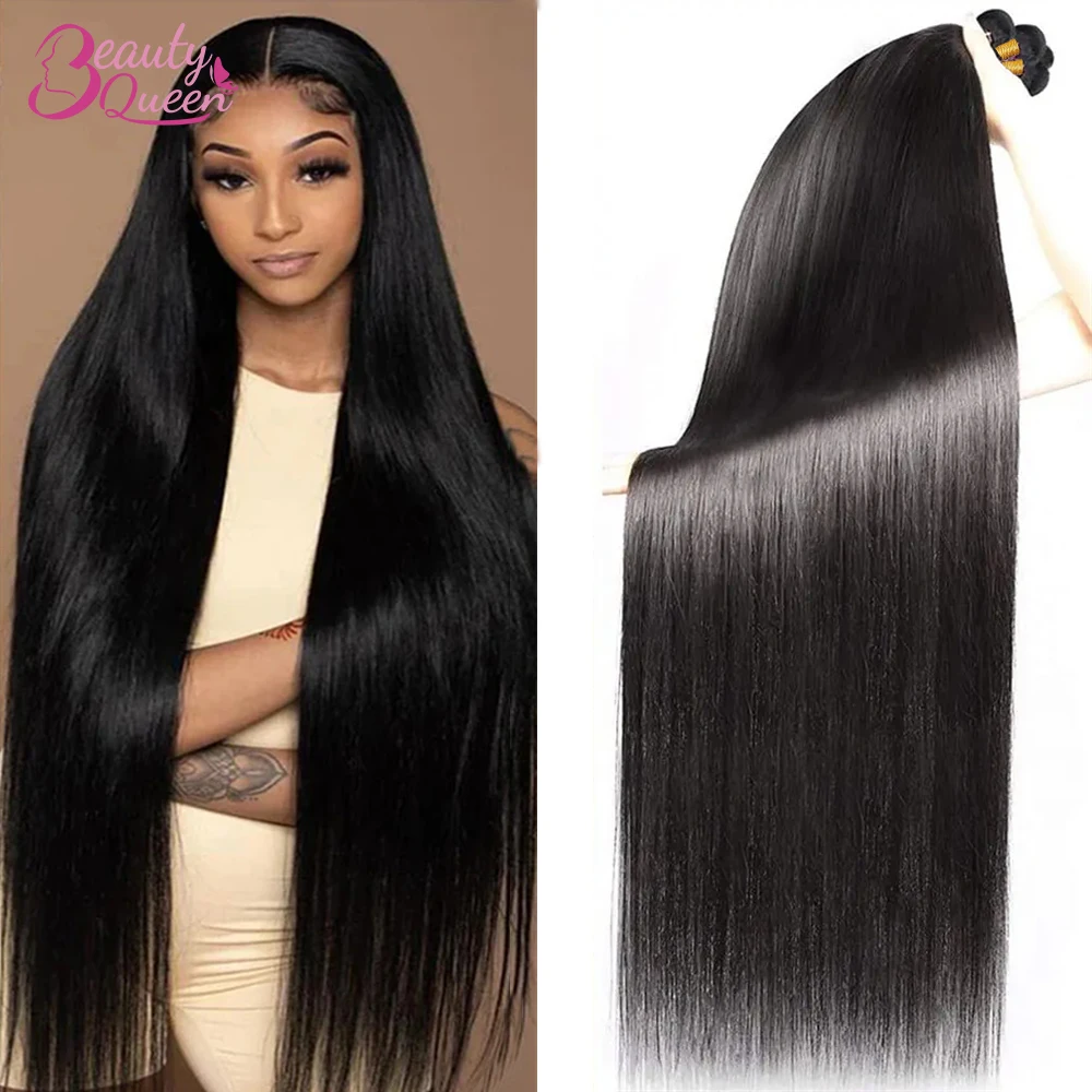 30 Inch Lange Dikke Peruaanse Maagdelijke Bundels Zijdeachtige Rechte Rauwe 100% Menselijk Haar Bundels 1/3/4 Stuks Weven Bundels Hair Extensions