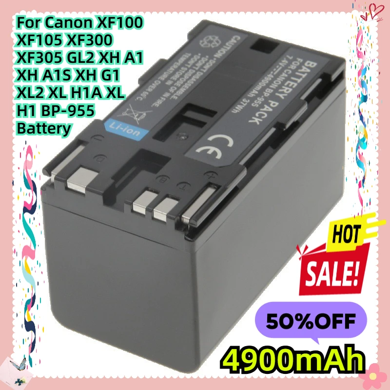 

For Canon XF100 XF105 XF300 XF305 GL2 XH A1 XH A1S XH G1 XL2 XL H1A XL H1 BP-955 Battery