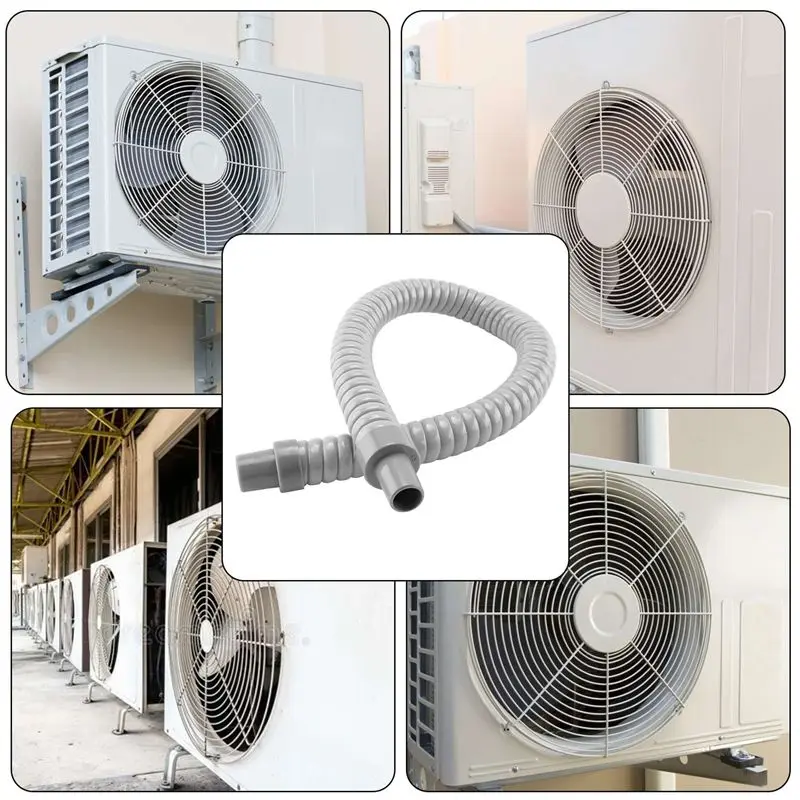 SOFT-1Pcs Plastic Water Drain Pipe Hose 60Cm Long For Air Conditioner Gray