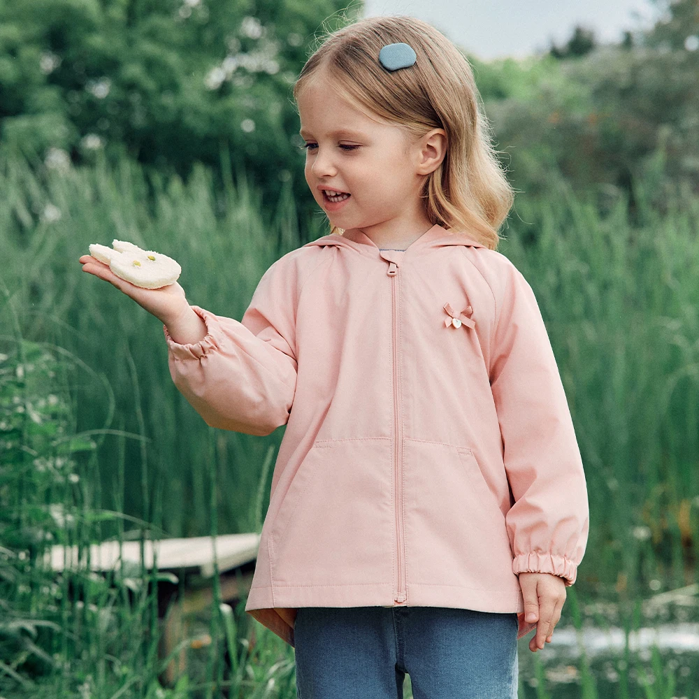Dave Bella Jacket Autumn Hooded Children Girls Topcoat Spring Clothes Outerwear Cartoon Unicorn Fashion Outdoor Casual DB3262606