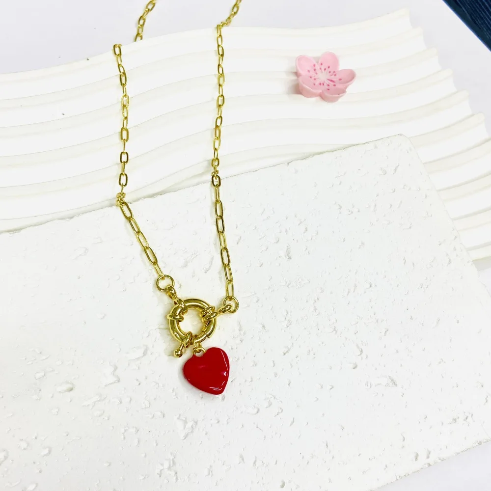Original Design Copper Drop Oil Red Water Drop Star Butterfly Love Eye Pendant Necklace 50cm Charm Ladies Party Gift