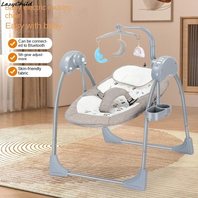 Lazychild Elektryczny fotel bujany Huśtawka Wielofunkcyjna dziecięca koncentryczna Baby God Baby Może leżeć Kojące łóżko bujane Nowości