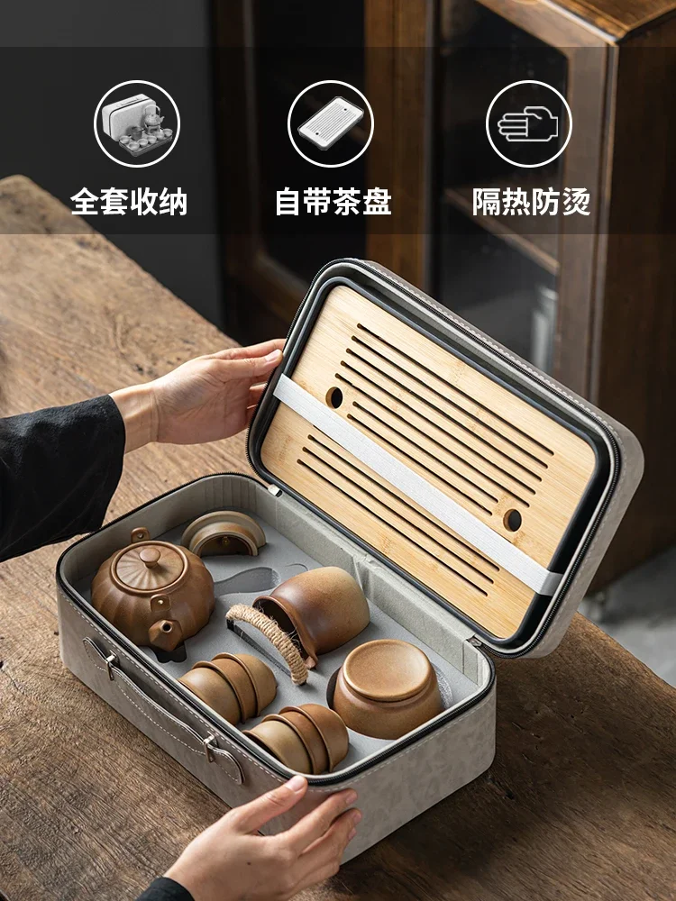 Outdoor lifting beam teapot,  brewing, stove,cup, portable travel kung fu tea set