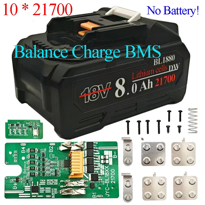 BL1880 For MAKITA 18V Li-ion Battery Case BMS PCBA Balance Charging Circuit Board 21700 Lithium Batteries  Box BL1830 Housings