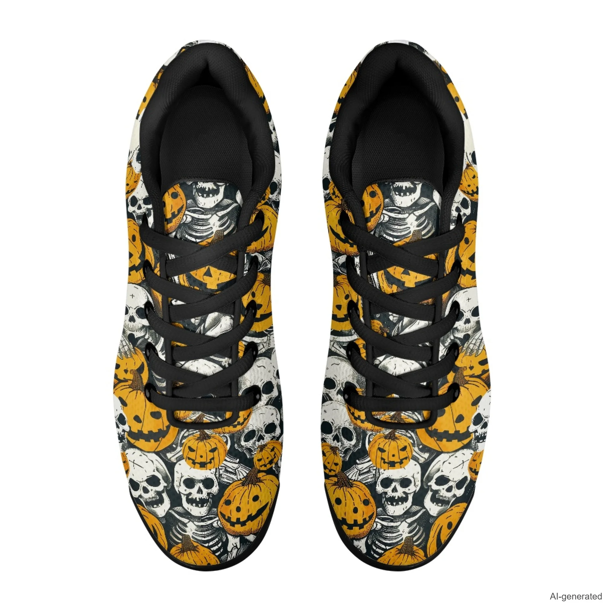XIXIRIMIDO Air Shoes Unisex Gothic Style Vintage Skull and Rose Print Casual Mesh Shoes Nurse Shoes Black Halloween Shoes Woman