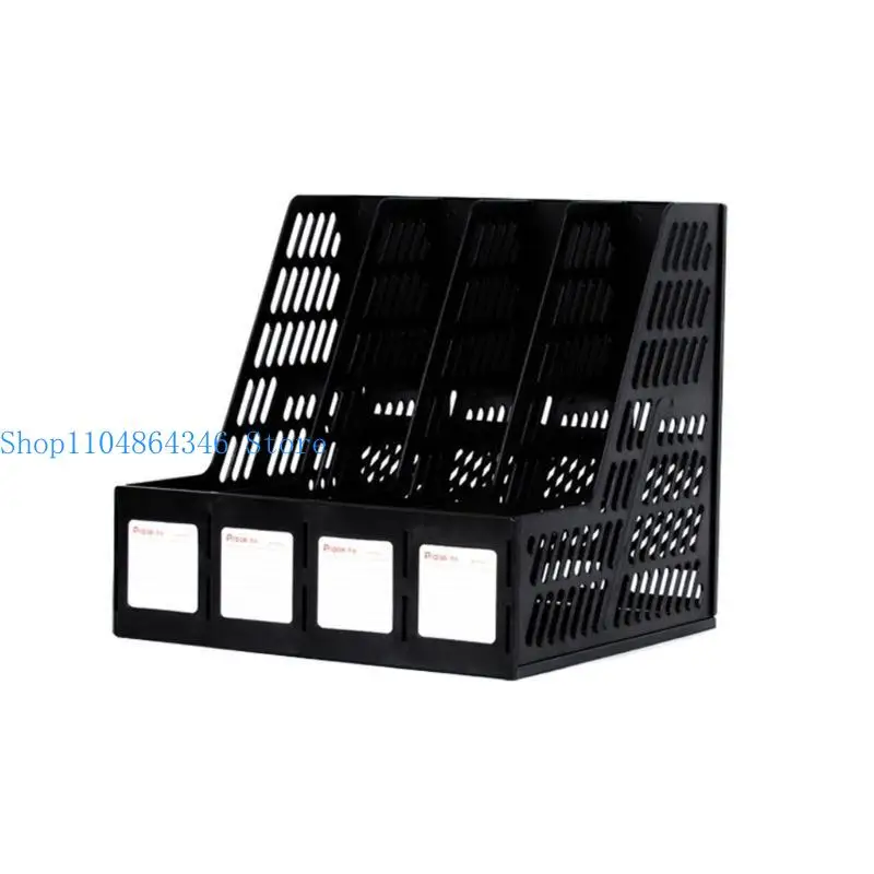 5asd File Holder Large Capacity File Storage Box with 4 Vertical Compartment for Home