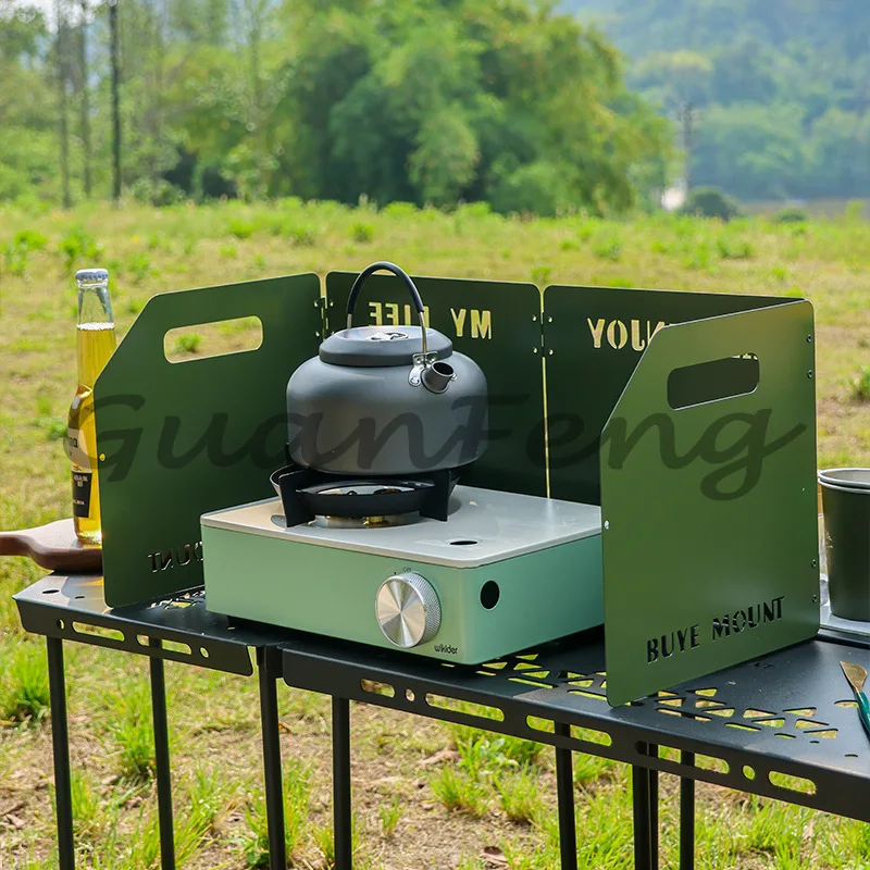 Thickened Portable Outdoor Stove Windshield Card Stackable Gas Stove Head Wind Shield Aluminum Alloy Camping Travel Gear