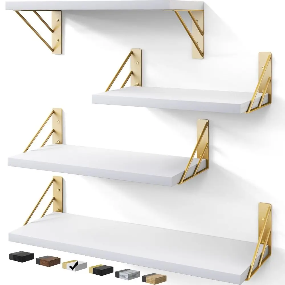 

Modern Wall Mounted Floating Shelves Sturdy Versatile Wall Shelf Save Space Storage Rack for Bathroom Kitchen
