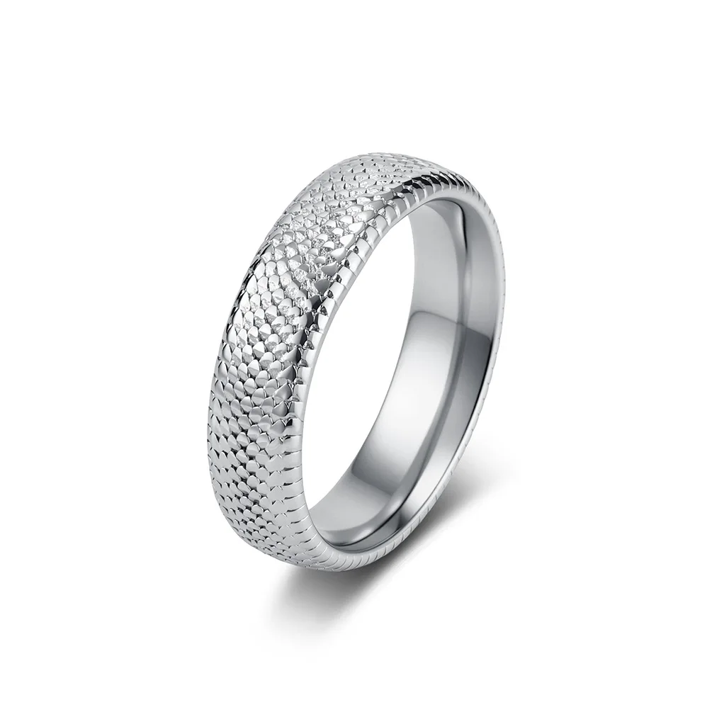 Gold Color Snake Scale Ring Stainless Steel Unisex Couple Wedding Band Minimalist Fashion Jewelry Gift for Couples