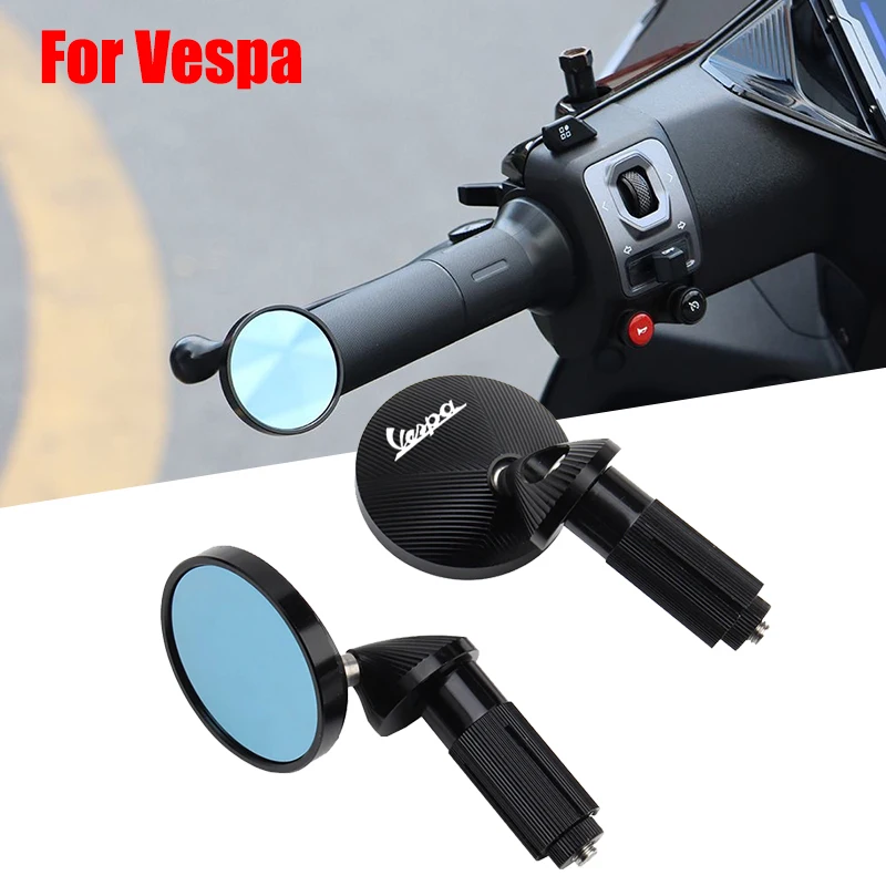 

Motorcycle Rearview Round Handlebar Bar End Rear View Side 22MM Mirrors For VESPA Sprint50/150 Prima50/150 GTS150 /250/300