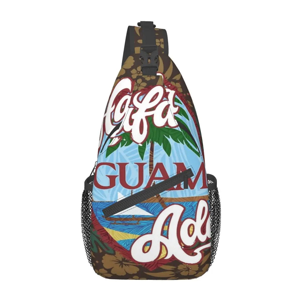 Guam Flower Hafa Adai Chest Bag Retro Portable Out Cross chest bag Customizable