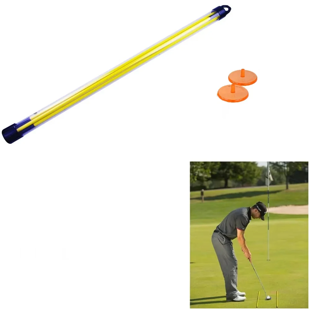 Golf Alignment Sticks 47inch Length Three Sections Design 2 pieces and Ball markers One Pack